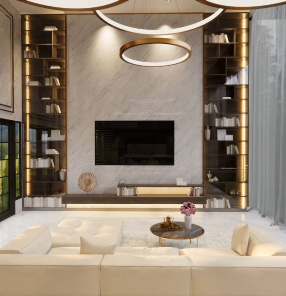 house-luxury-2023-11-27-05-22-37-utc 3d rendering. Interior house modern open living space with kitchen.Luxury modern style Duplex apartment residence.Home decoration luxury interior design.